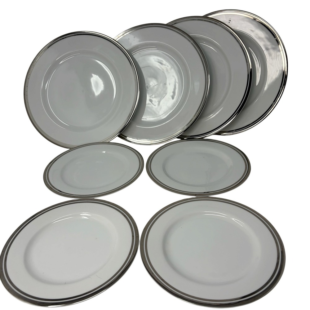 Royal Doulton Pure Platinum Dinner Salad Plates Set of 8 Fine Porcelain 2006